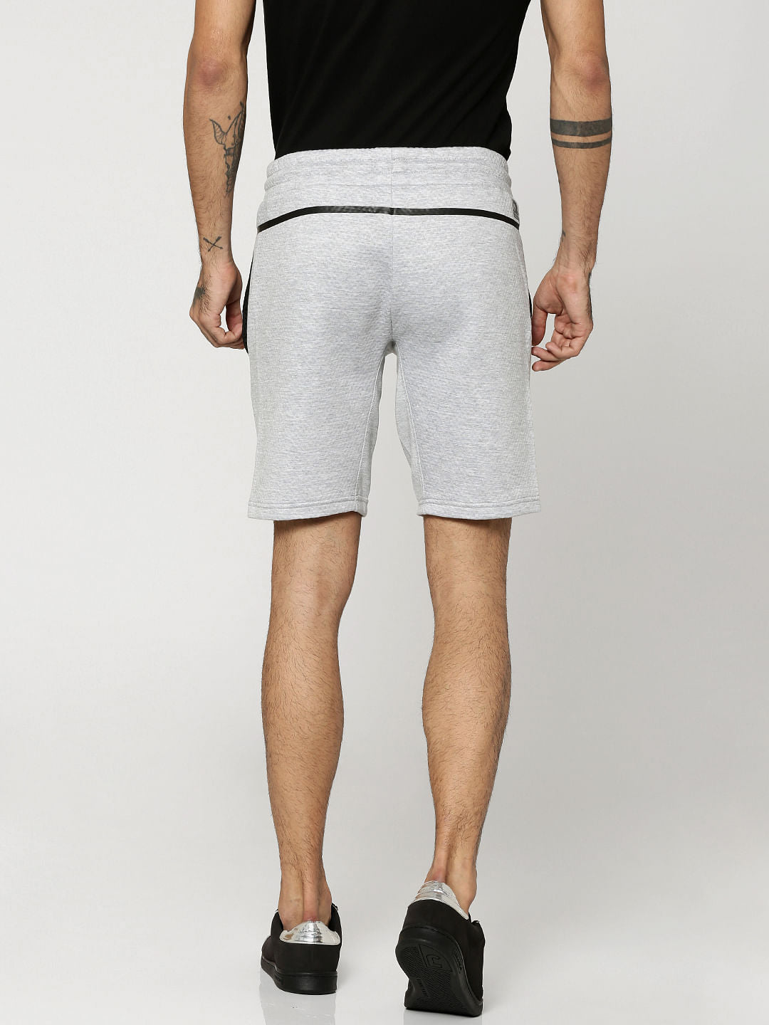 Light Grey With Black Piping Sweatshorts