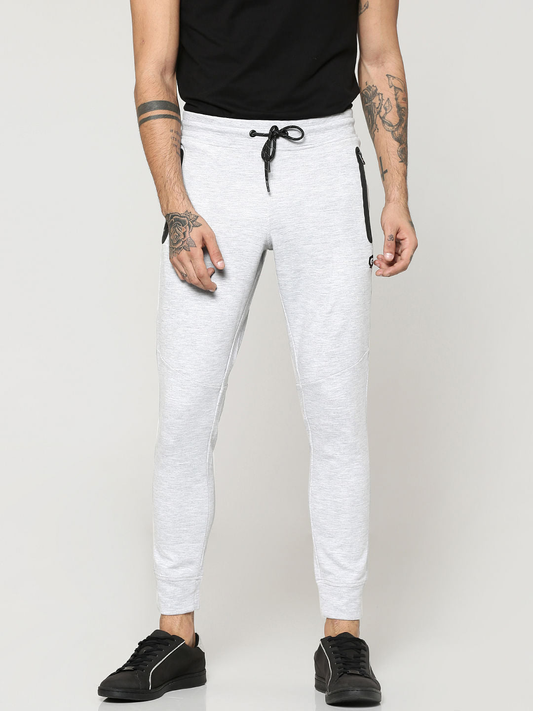 Grey Contrast Pocket Lining Sweatpants - S