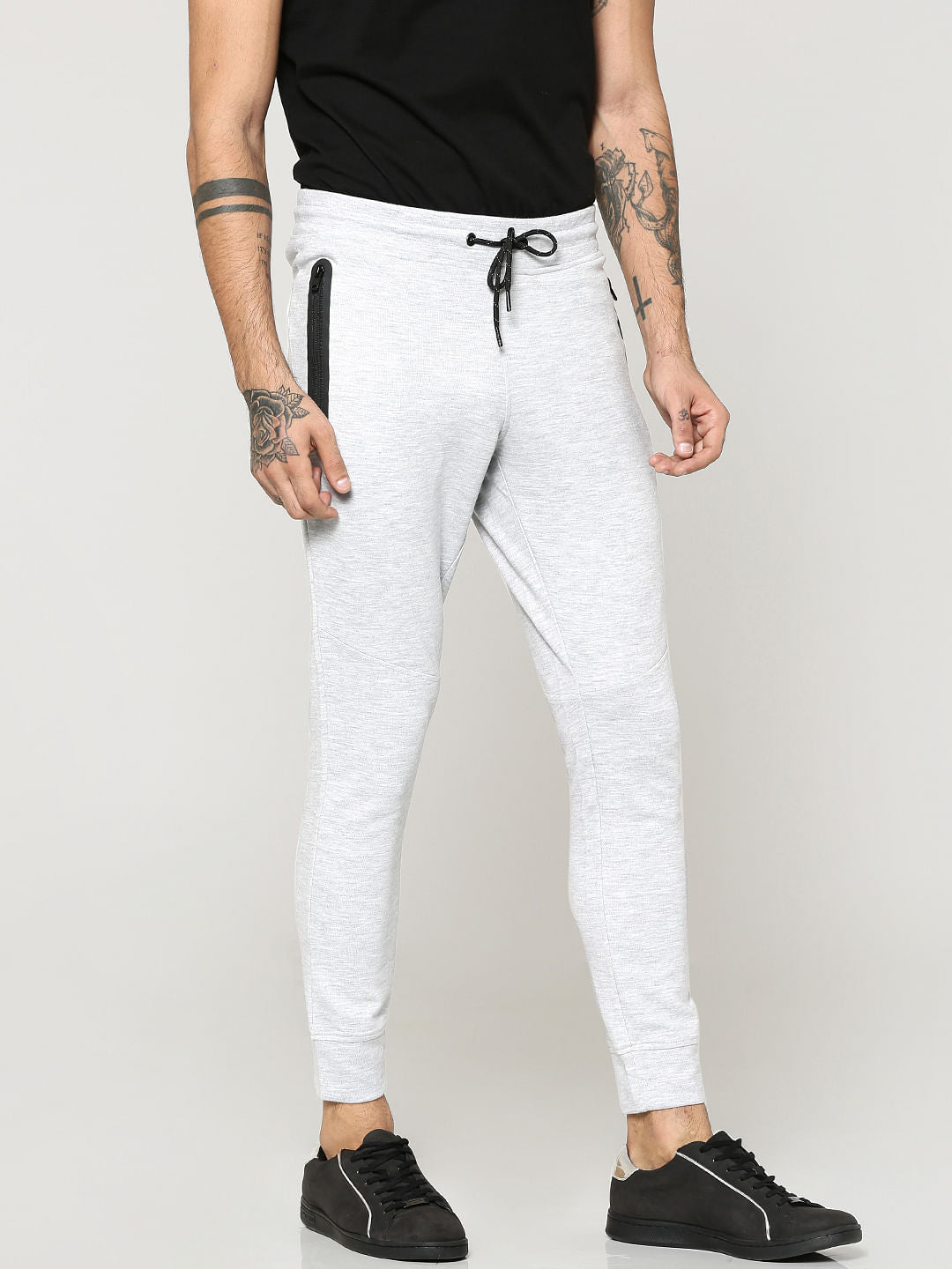 Grey Contrast Pocket Lining Sweatpants