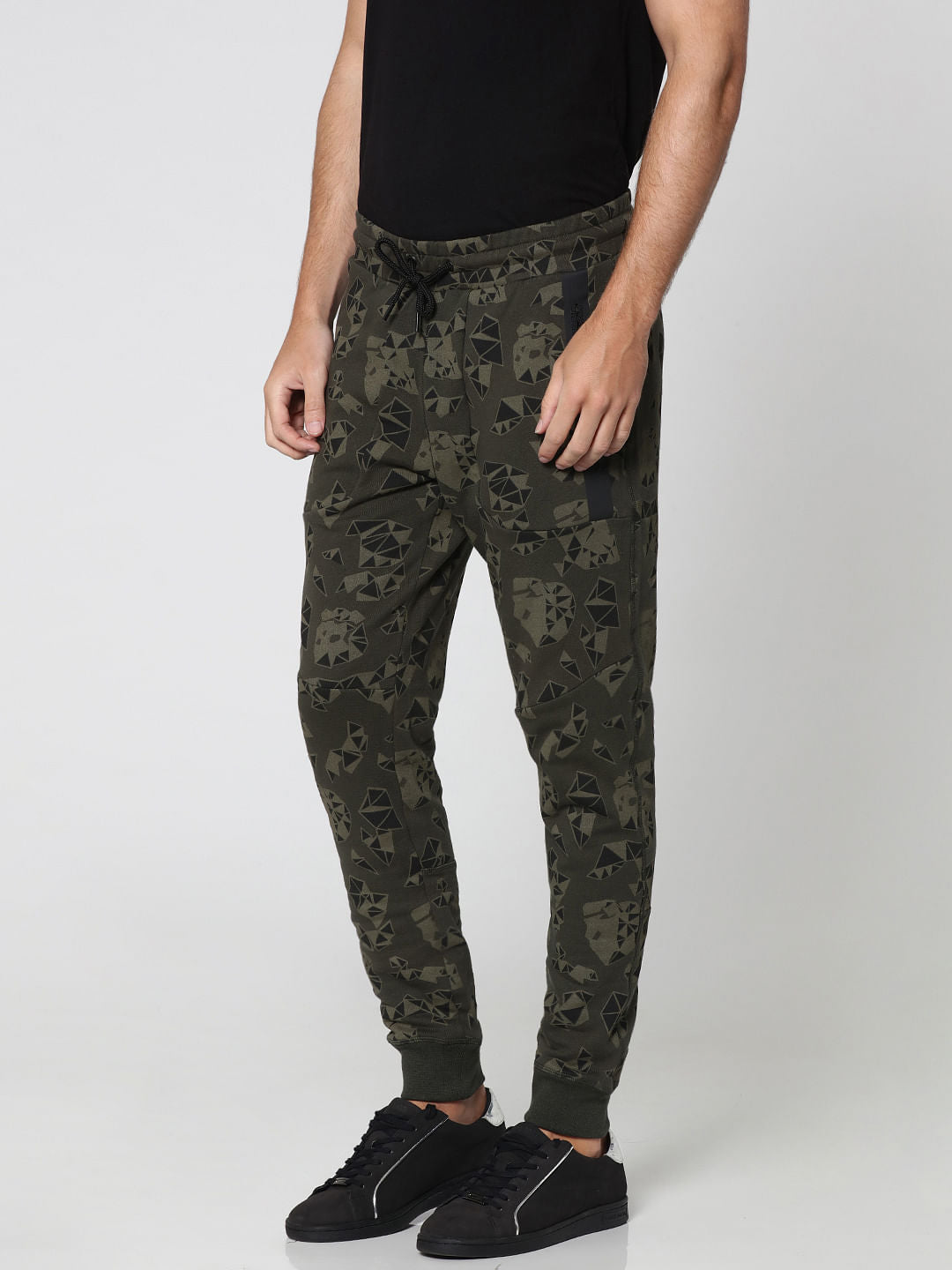 Olive Green Camo Print Sweatpants