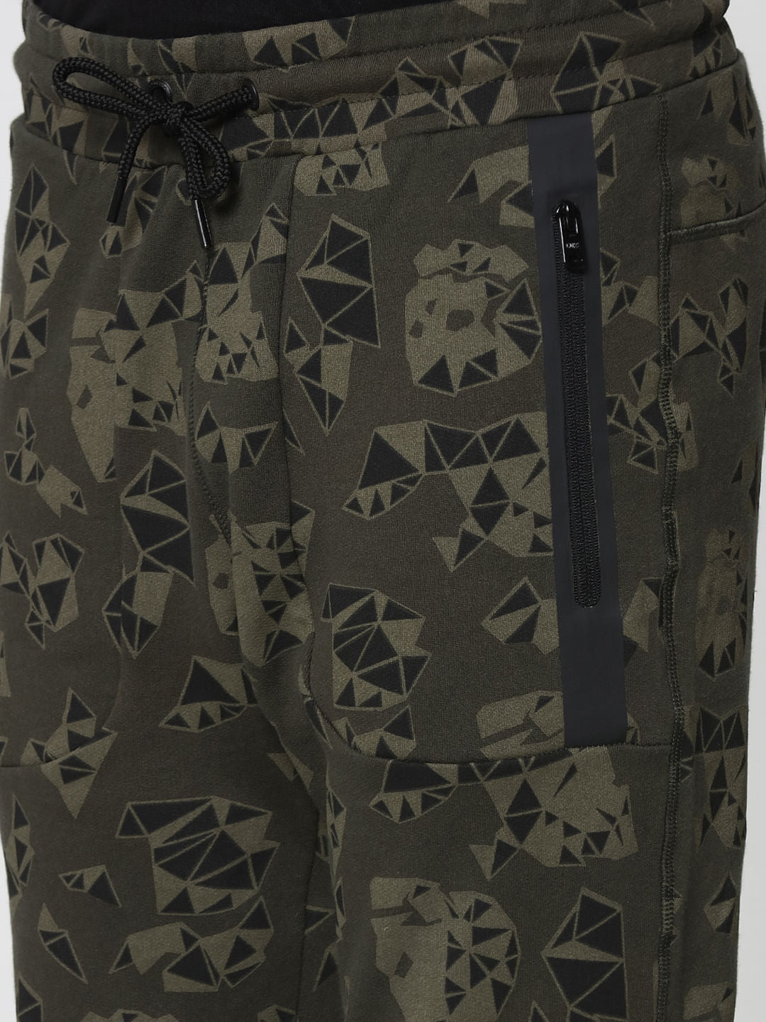 Olive Green Camo Print Sweatpants