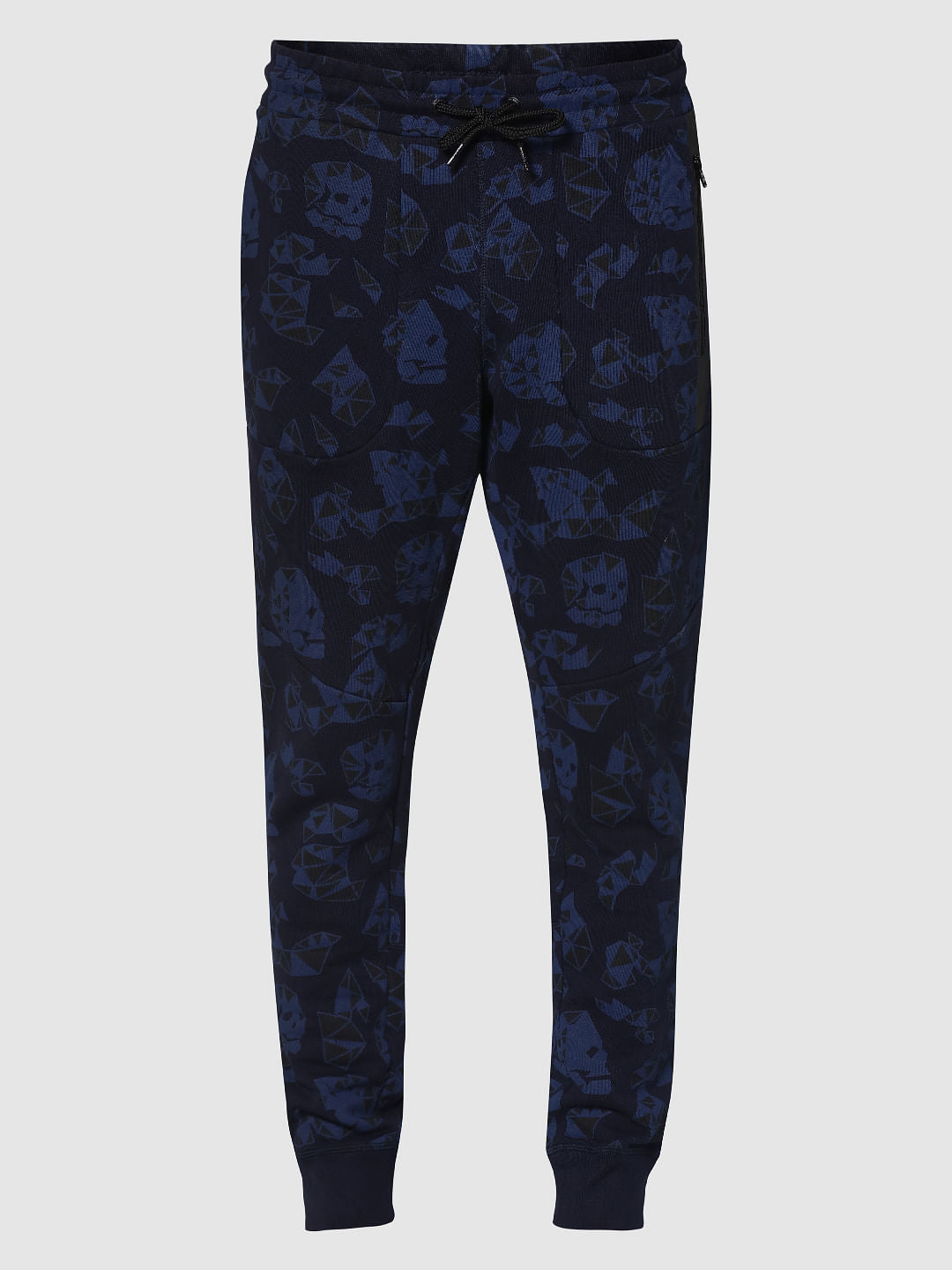 Dark Blue Skull Print Sweatpants