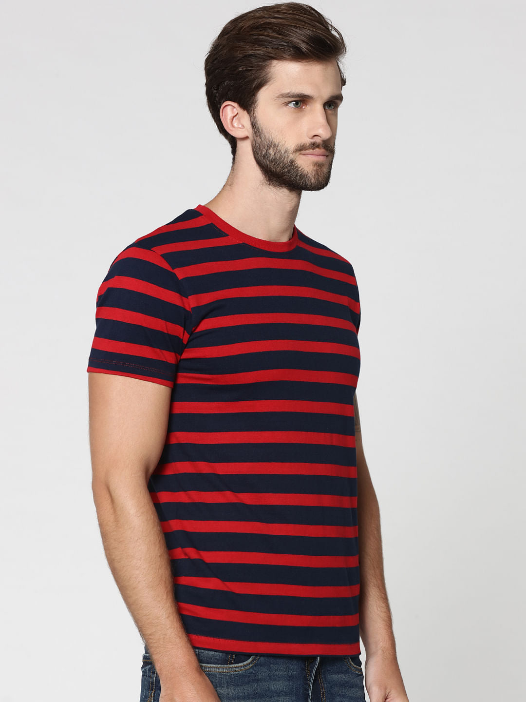 Red Striped Crew Neck T-Shirt
