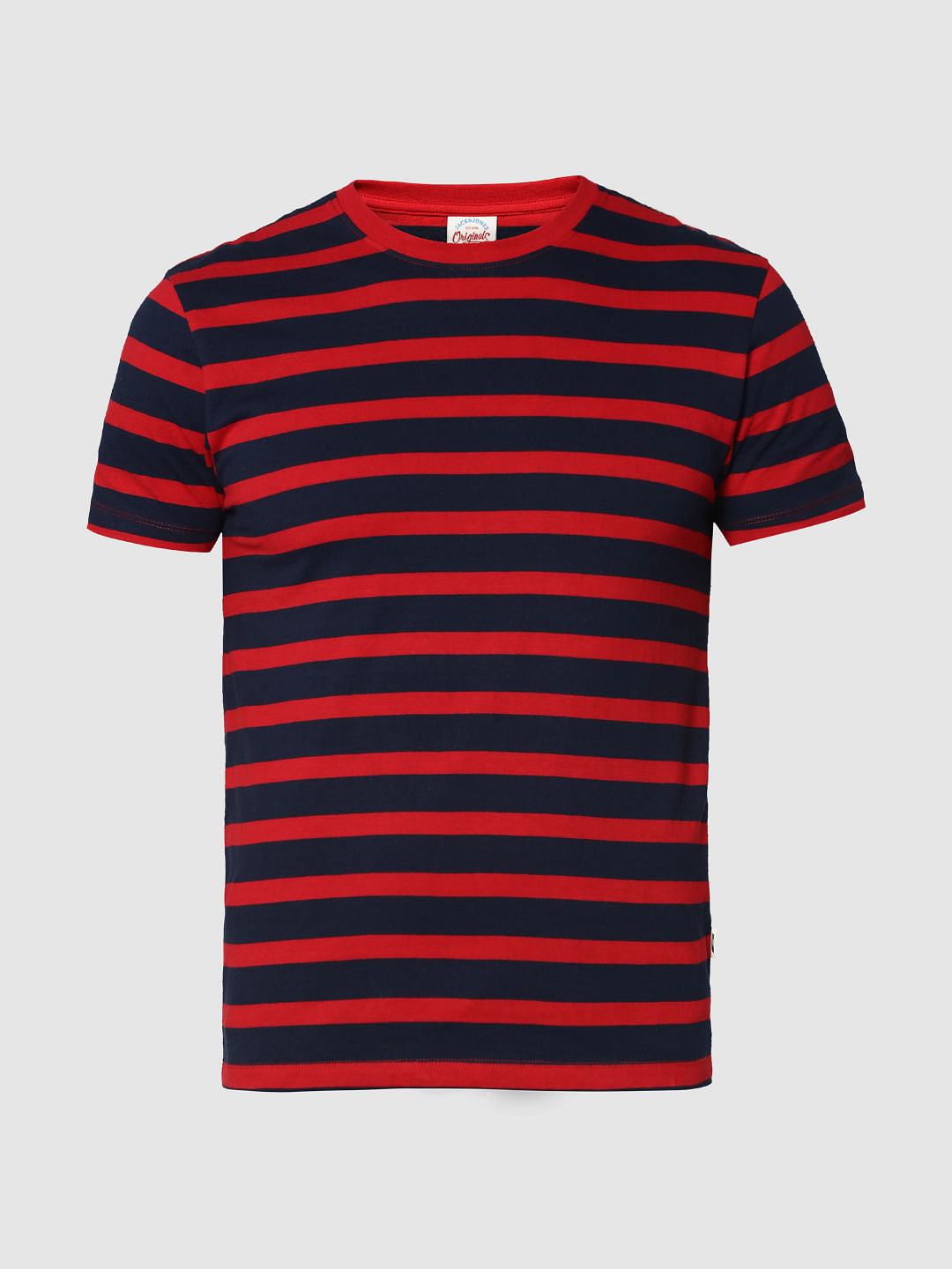 Red Striped Crew Neck T-Shirt