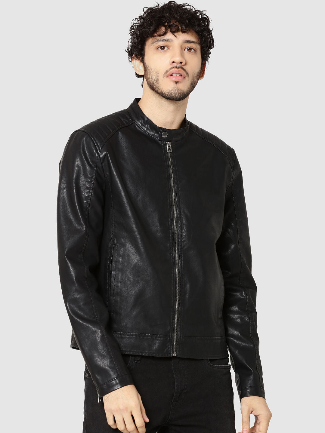 Black Pu Biker Jacket - S