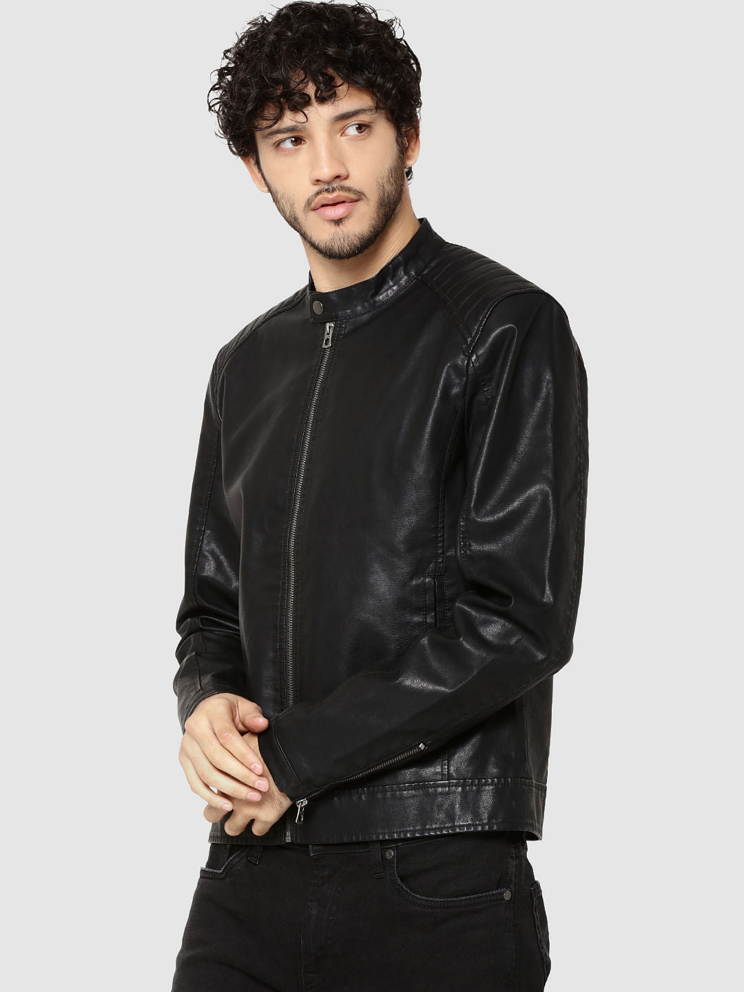 Black Pu Biker Jacket