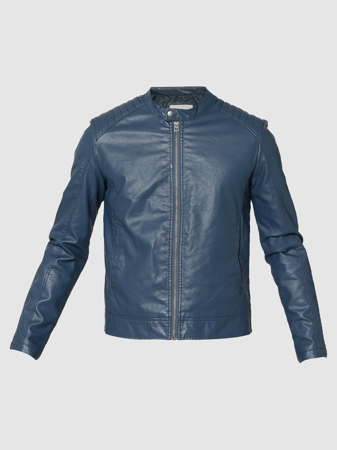 Blue Pu Biker Jacket