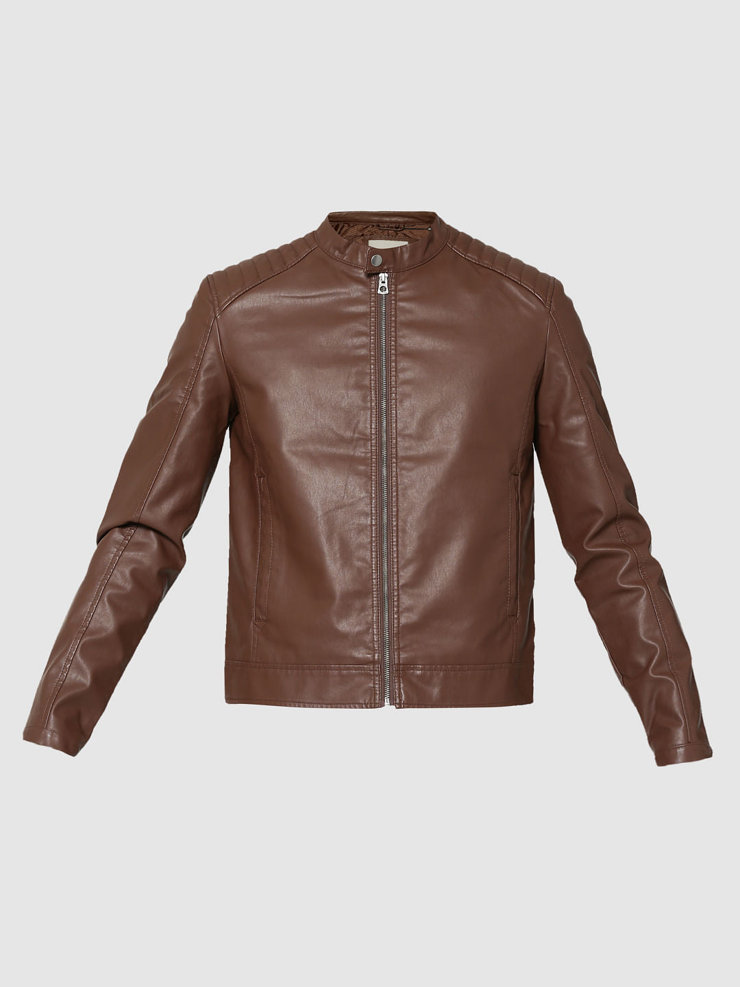 Chocolate Brown Pu Biker Jacket