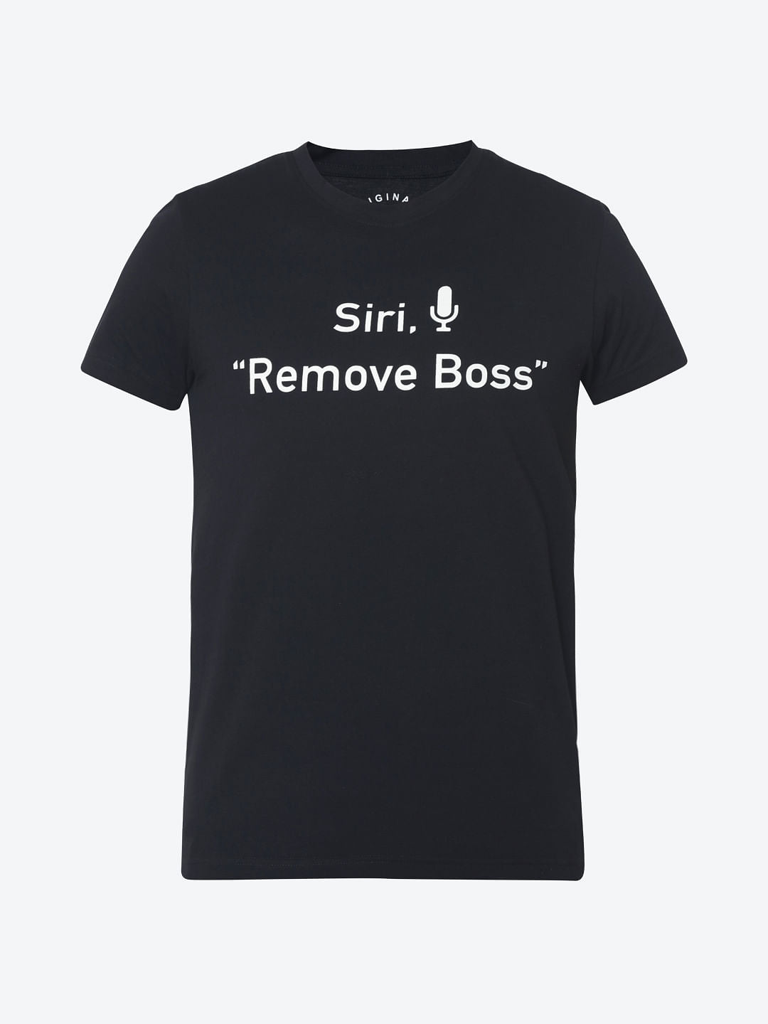 Black Text Print Crew Neck T-Shirt