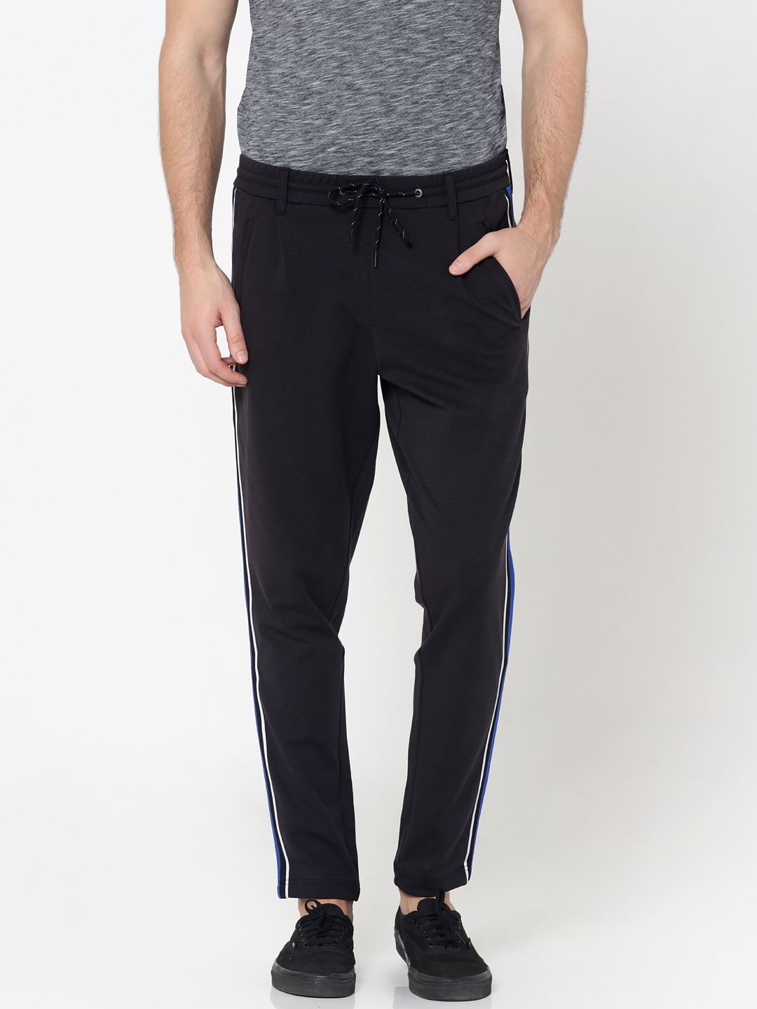 Dark Grey Tape Detail Drawstring Pants - S