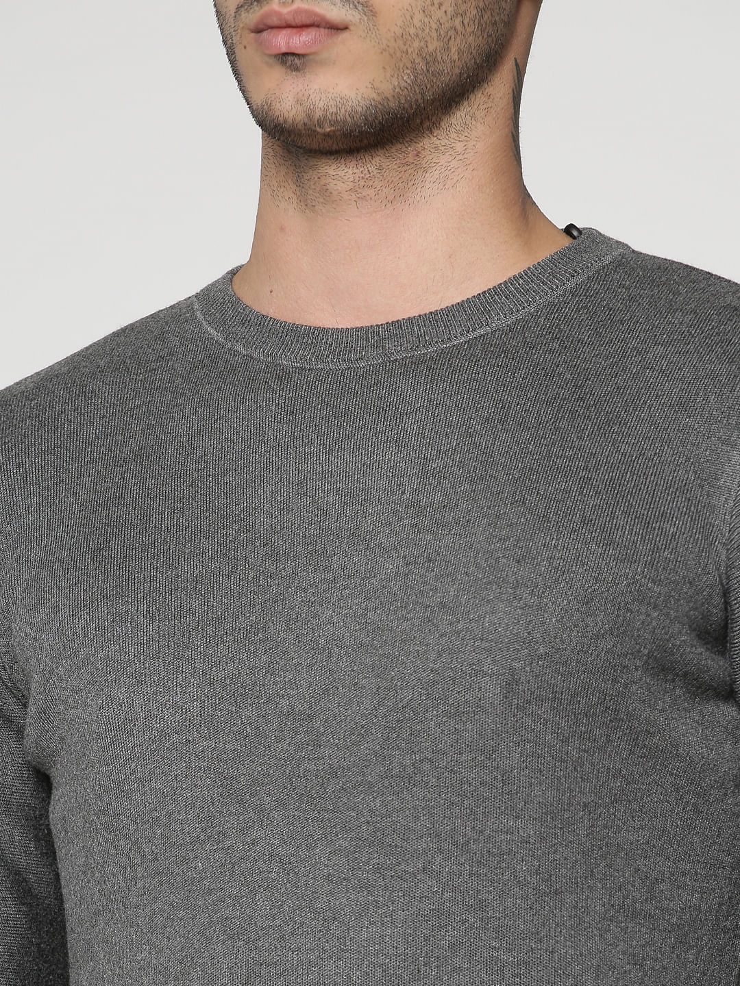 Grey Stripe Tape Detail Crew Neck Sweatshirt
