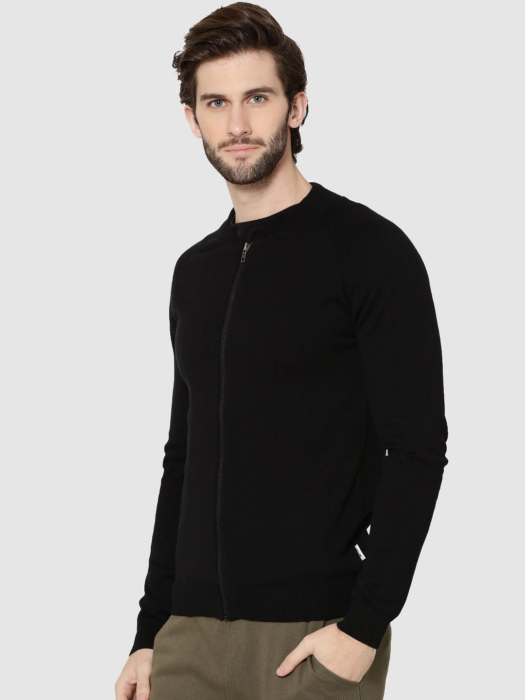 Black Zip Up Cardigan