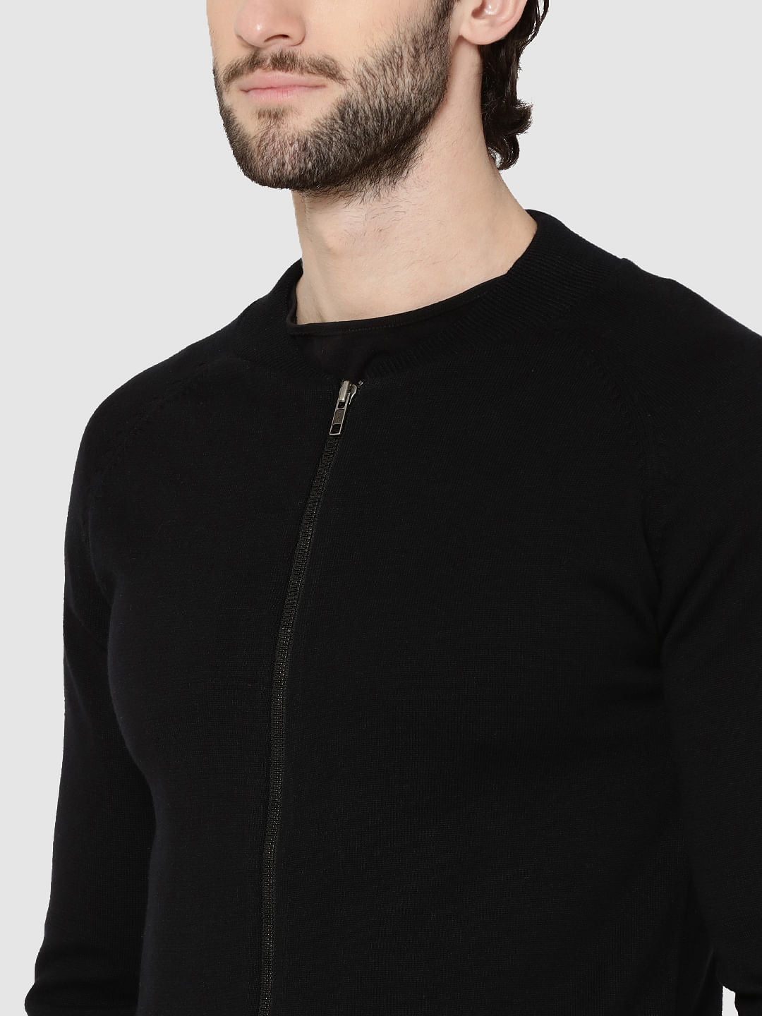 Black Zip Up Cardigan