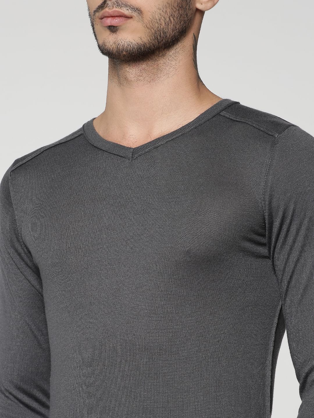 Grey V-Neck Sweatshirt