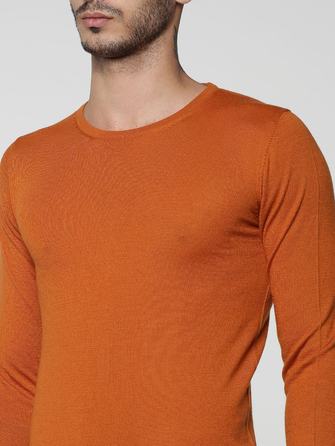Orange Crew Neck Pullover