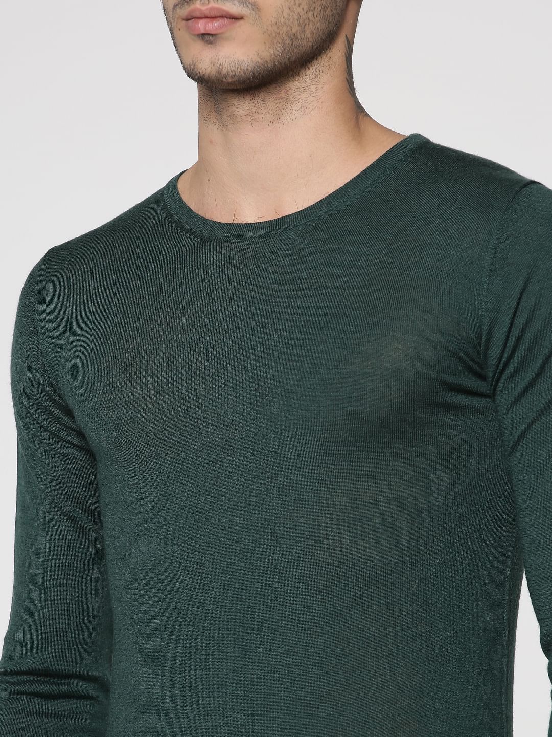Green Knit Crew Neck Sweatshirt