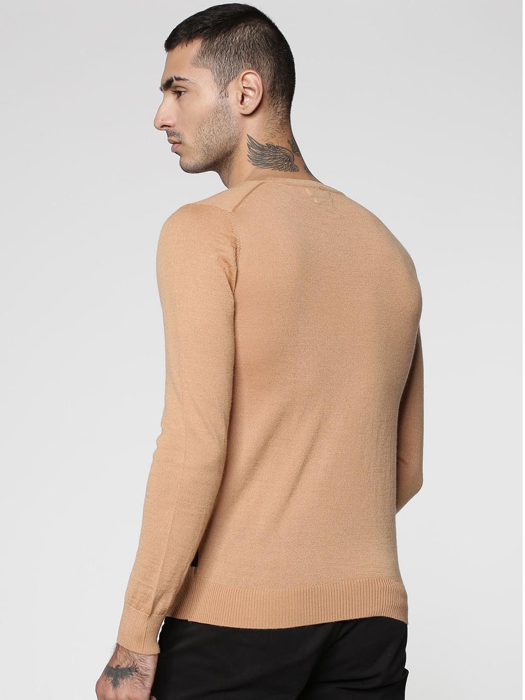 Brown Knit Crew Neck Sweatshirt