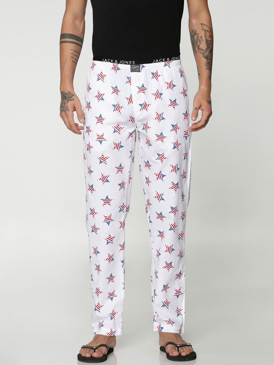 White All Over Star Print Pyjama - S