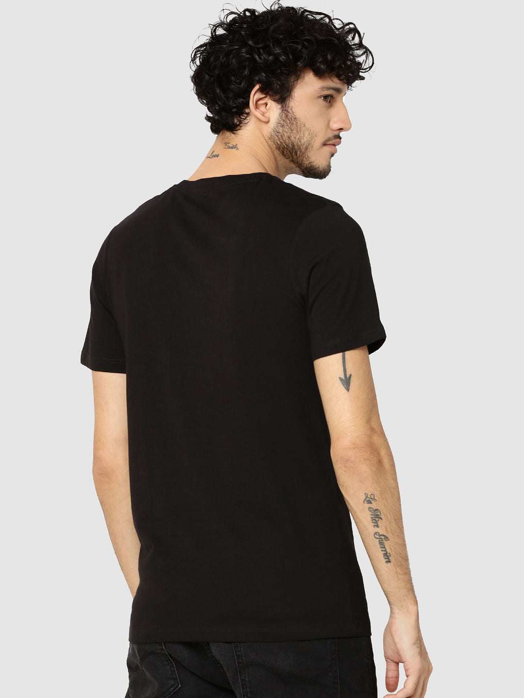 Black Skull Print Crew Neck T-Shirt