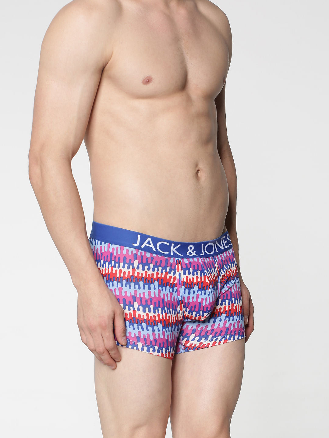 Maroon Colour Blocked Drip Stripe Brazilian Trunks