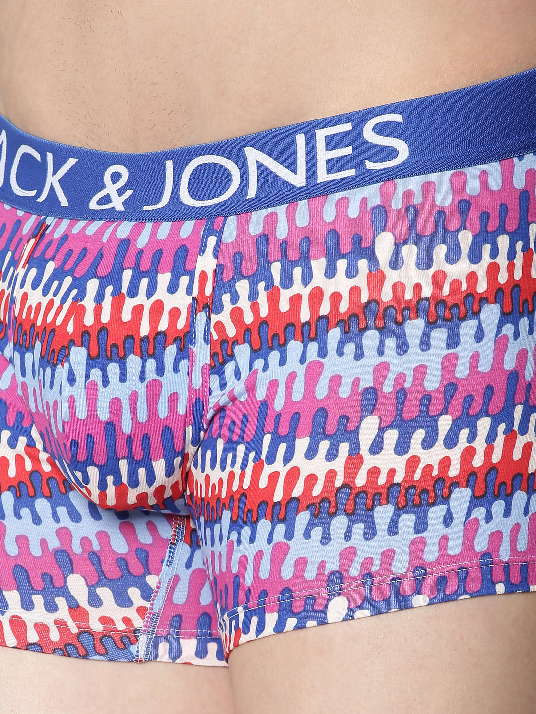 Maroon Colour Blocked Drip Stripe Brazilian Trunks