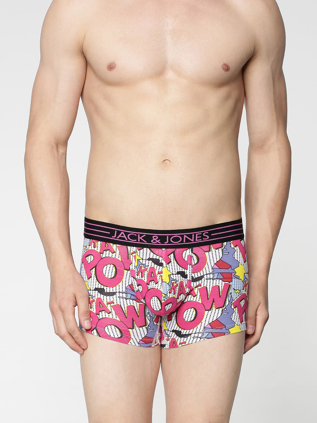 Pink Pow Text Print Trunks - S
