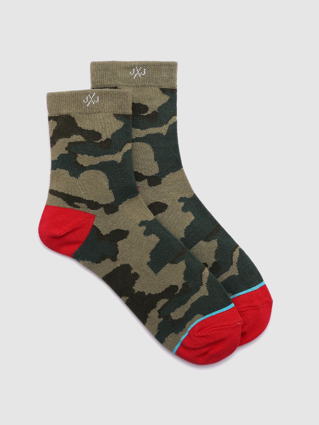 Green Camo Print Mid Calf Length Socks