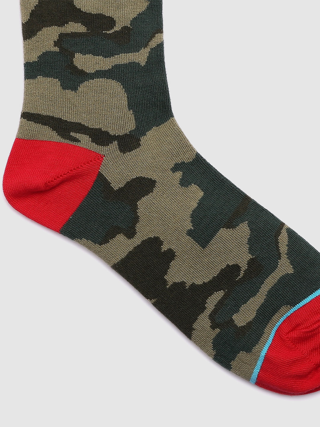Green Camo Print Mid Calf Length Socks