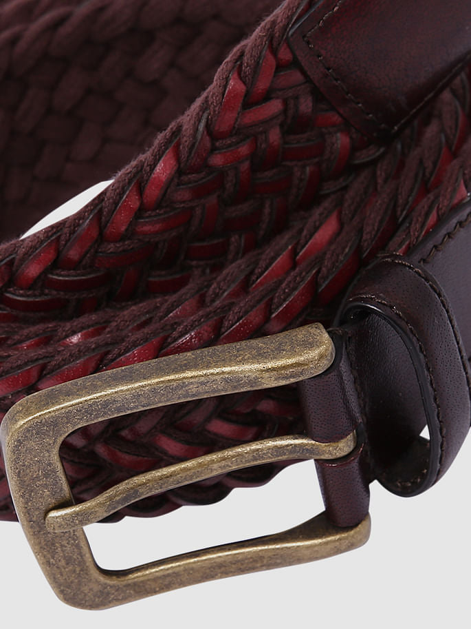 Brown Braided Leather Belt