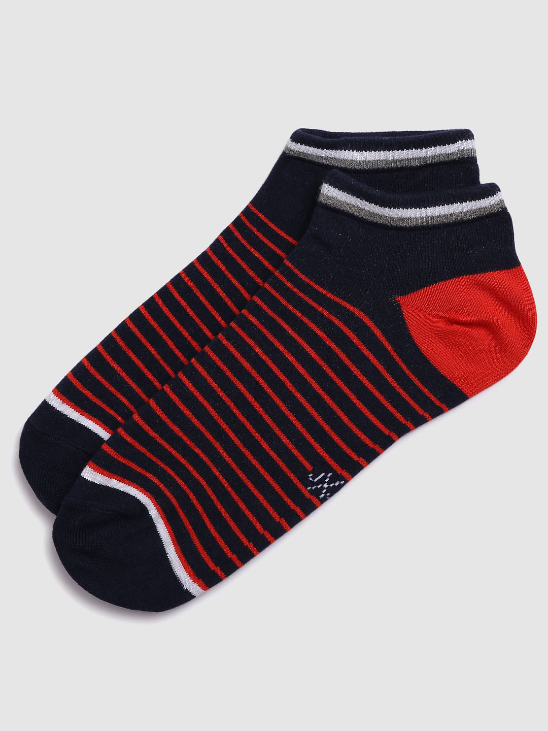 Red Striped Ankle Length Socks - ONE
