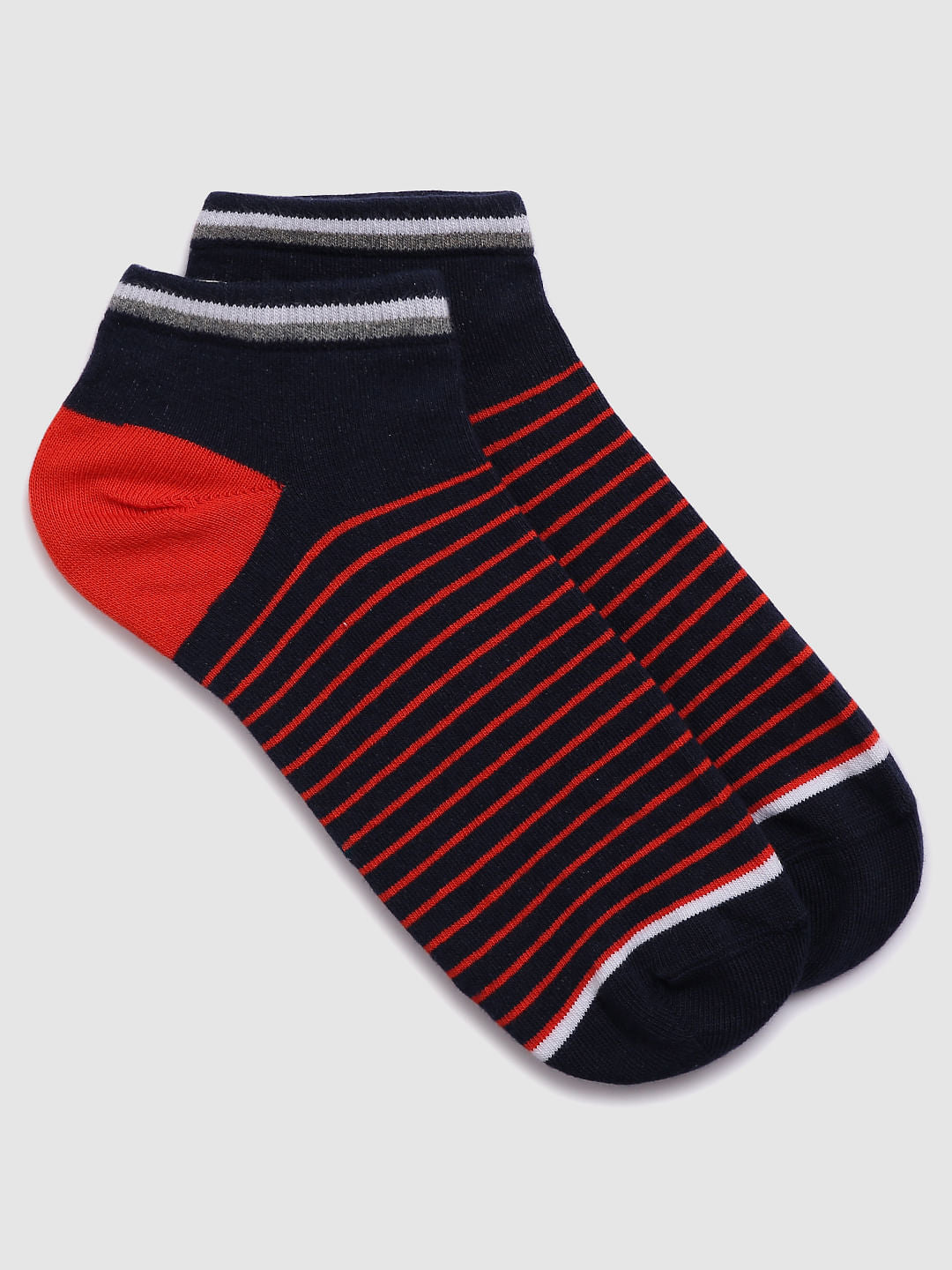 Red Striped Ankle Length Socks
