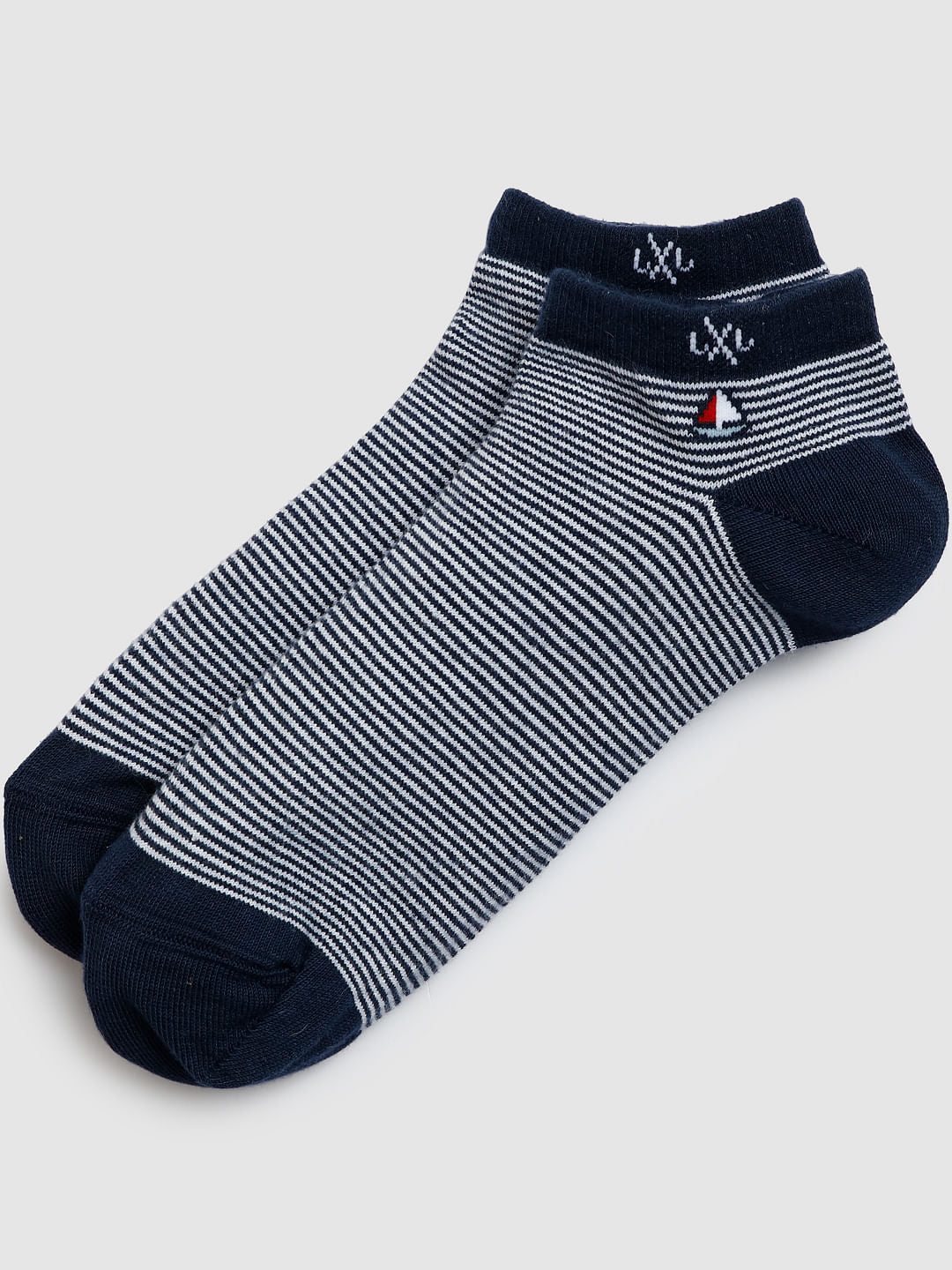 Grey Striped Ankle Length Socks - ONE