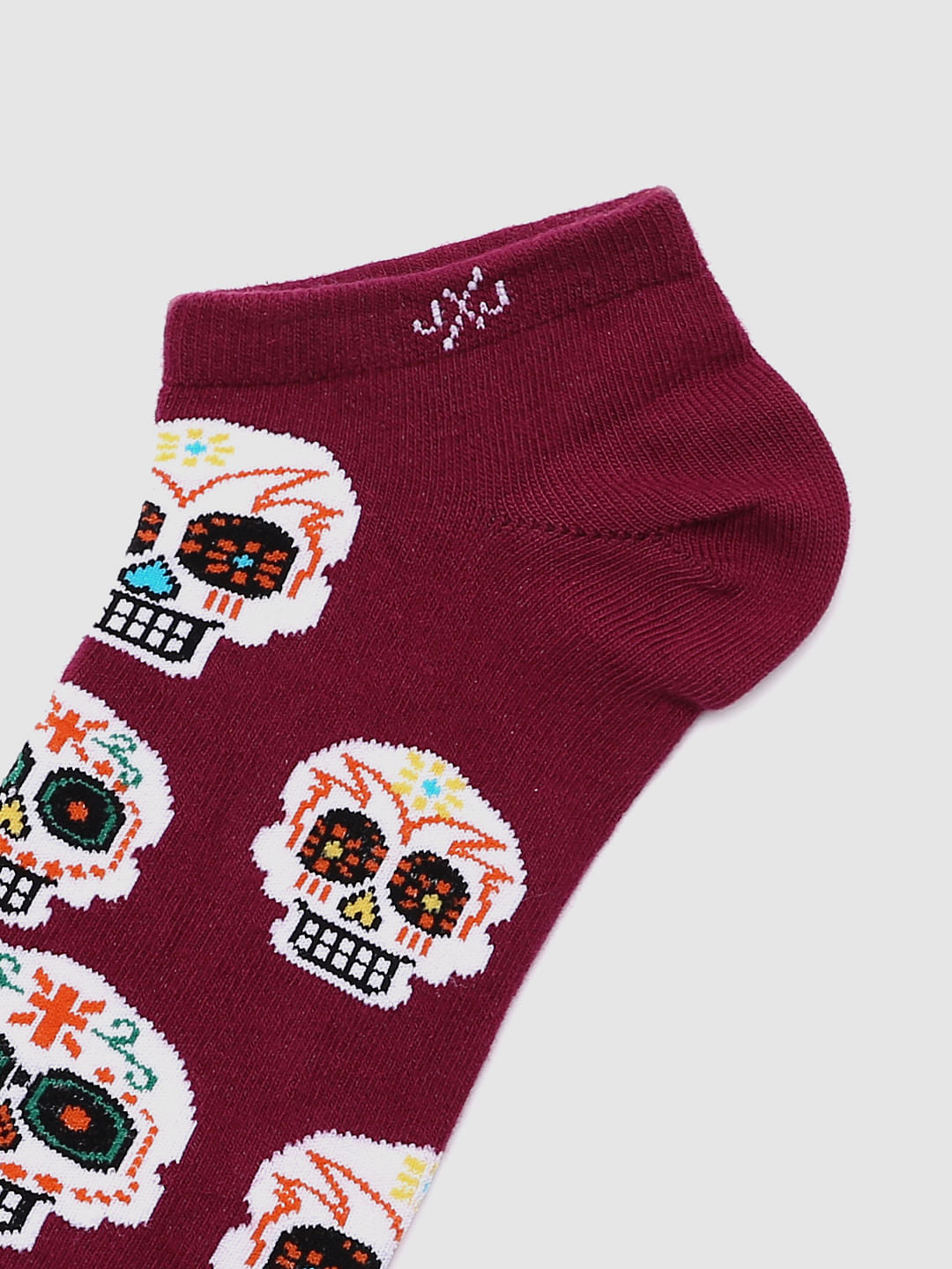 Purple Skull Print Ankle Length Socks