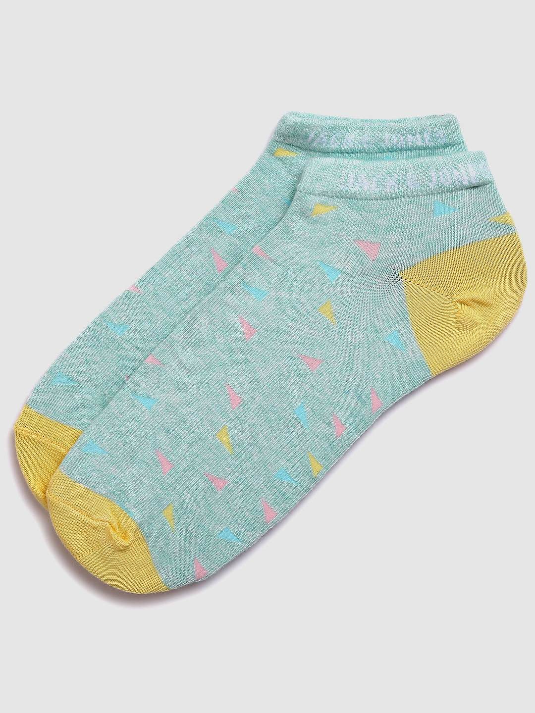 Yellow Printed Ankle Length Socks - ONE