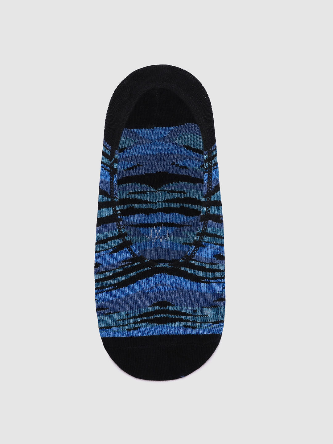 Blue Colour Blocked No Show Socks - ONE