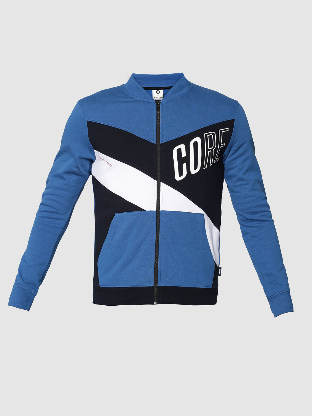 Blue Colourblocked Sweat Jacket