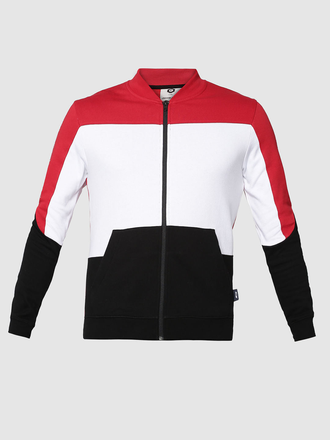 Red Colourblocked Sweat Jacket