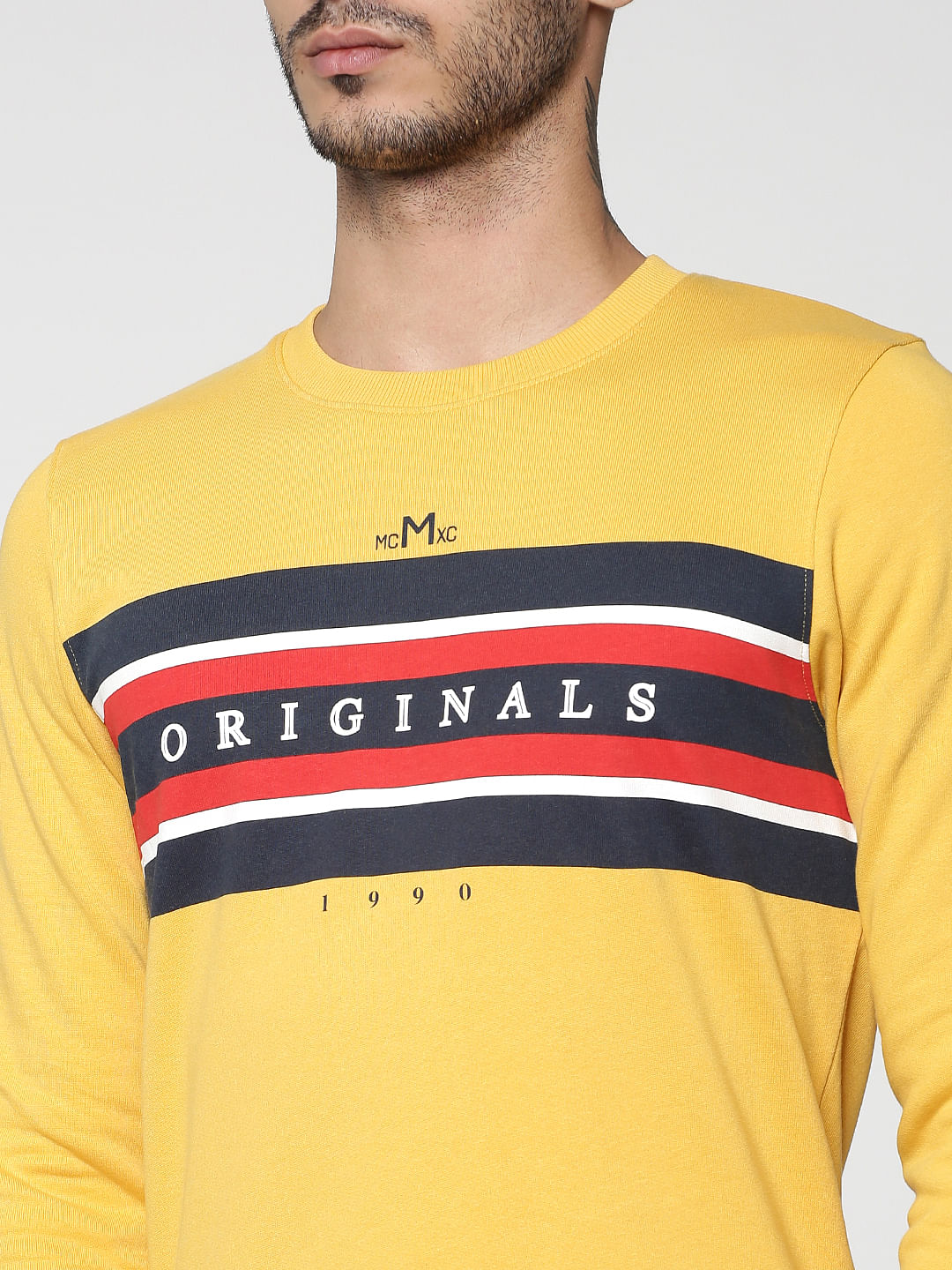 Yellow Graphic Print Crew Neck Sweatshirt