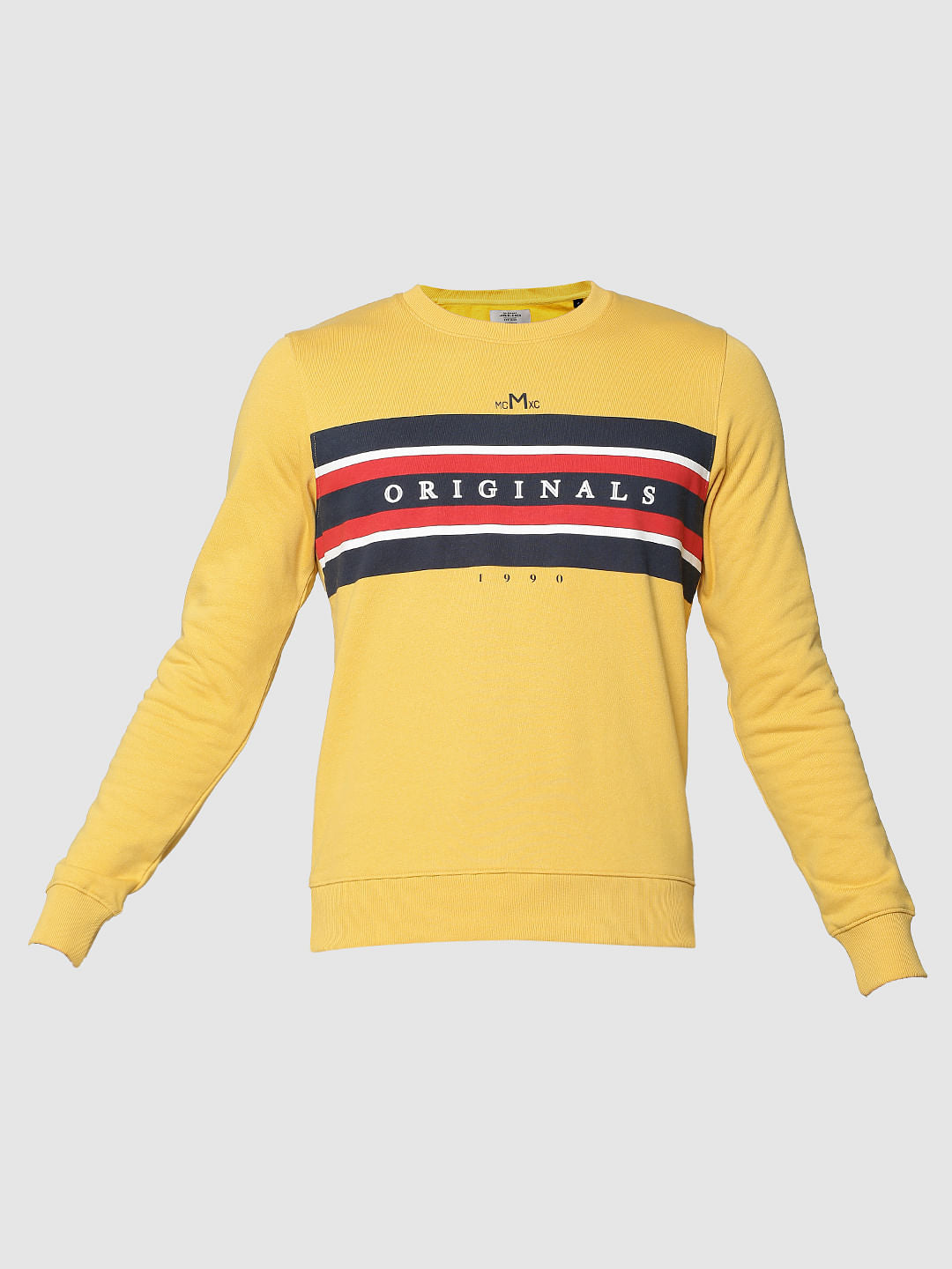 Yellow Graphic Print Crew Neck Sweatshirt