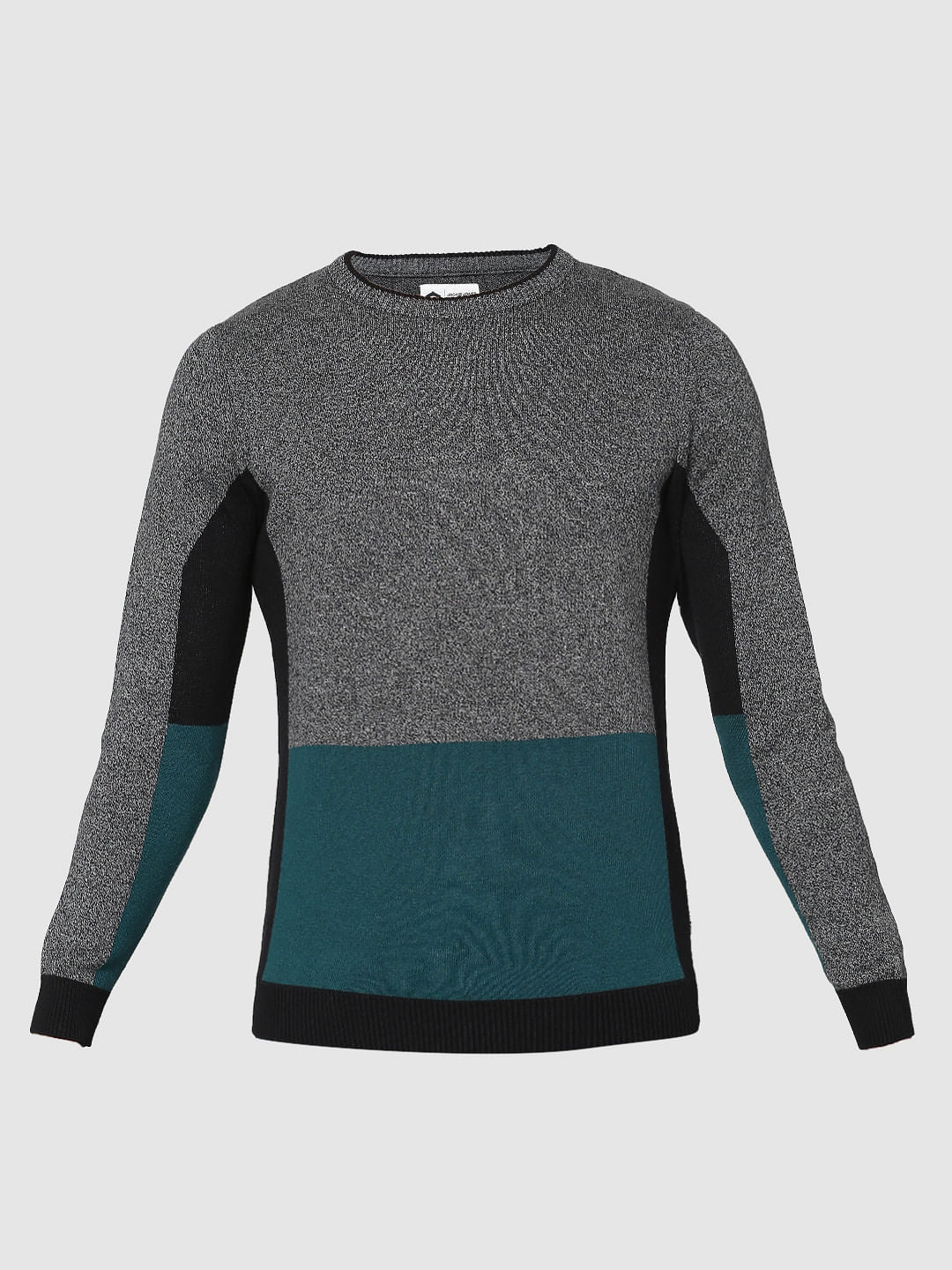Black Colour Blocked Crew Neck Sweatshirt