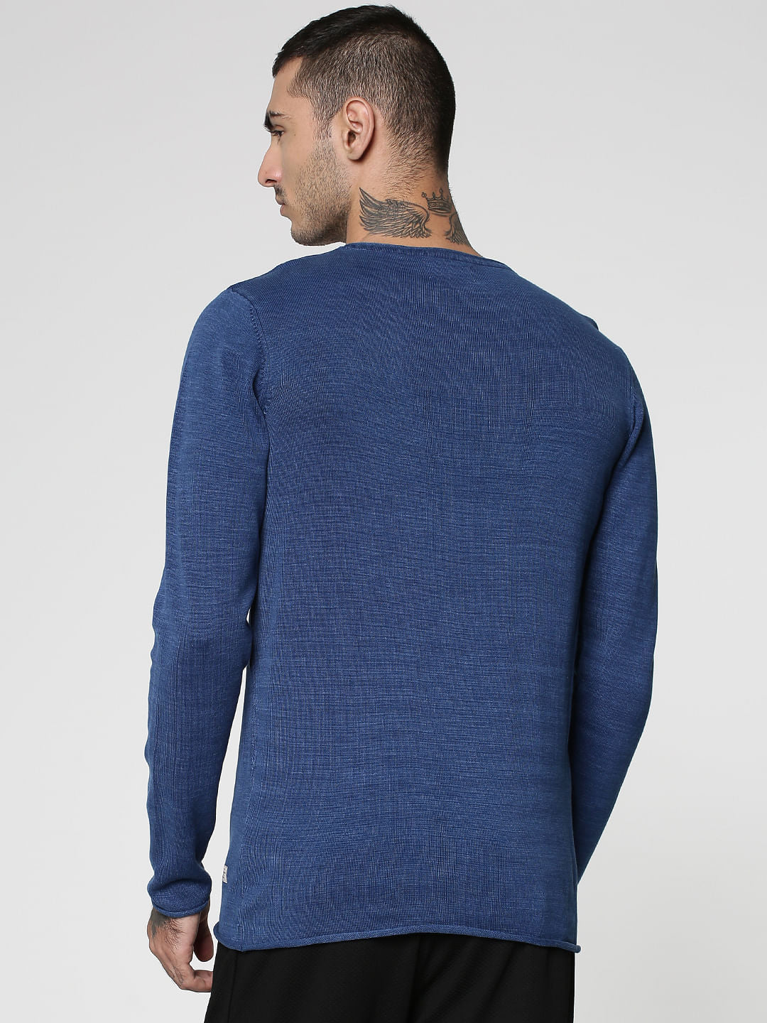 Indigo Graphic Print Crew Neck Sweatshirt