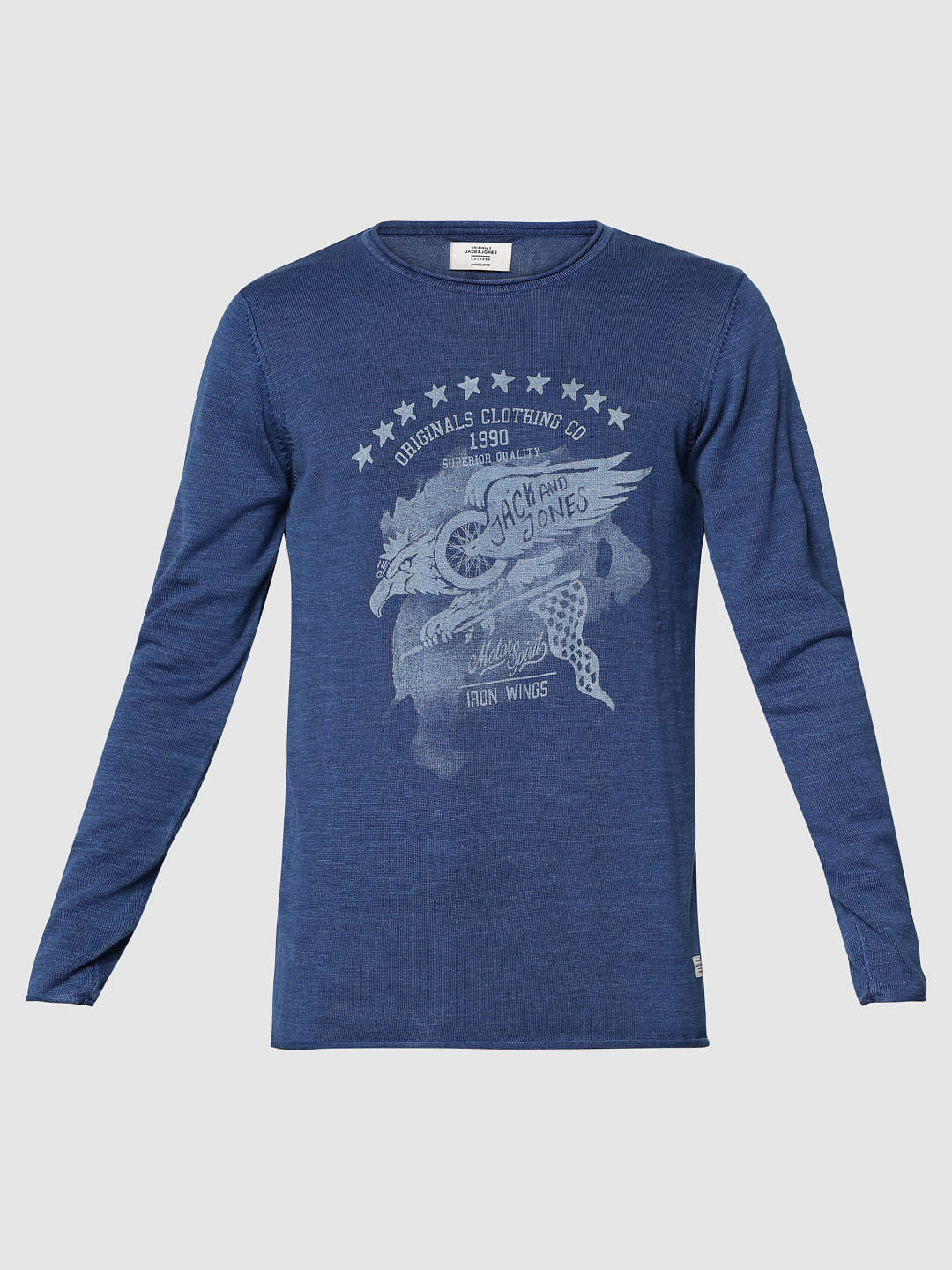 Indigo Graphic Print Crew Neck Sweatshirt