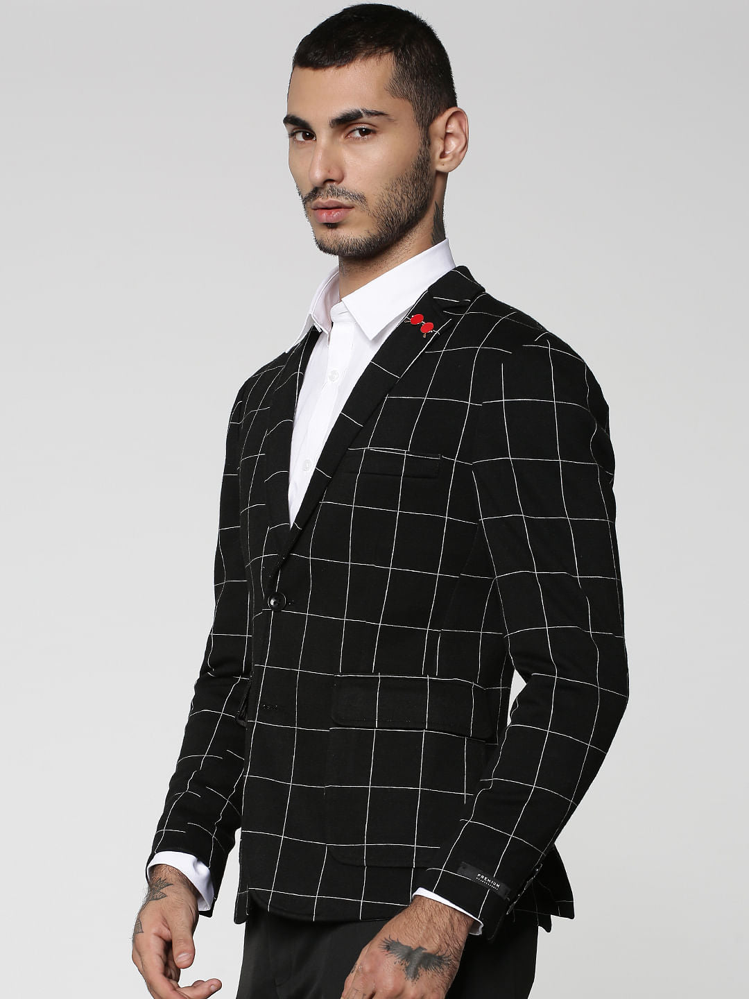 Black Check Slim Fit Blazer