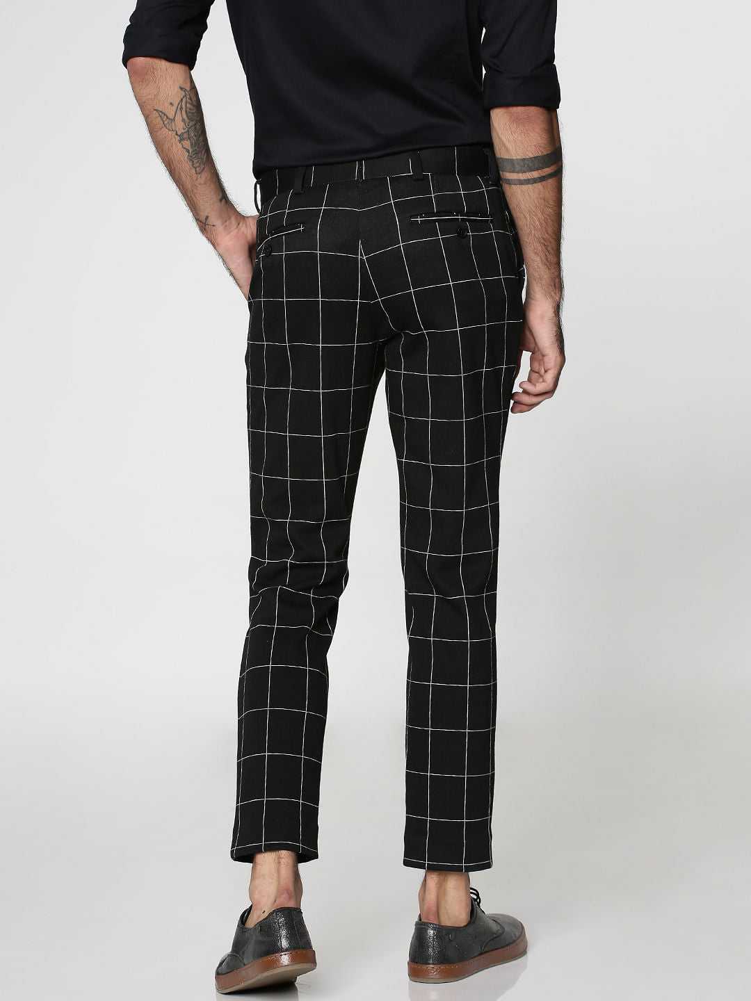 Black Checks Slim Fit Trousers