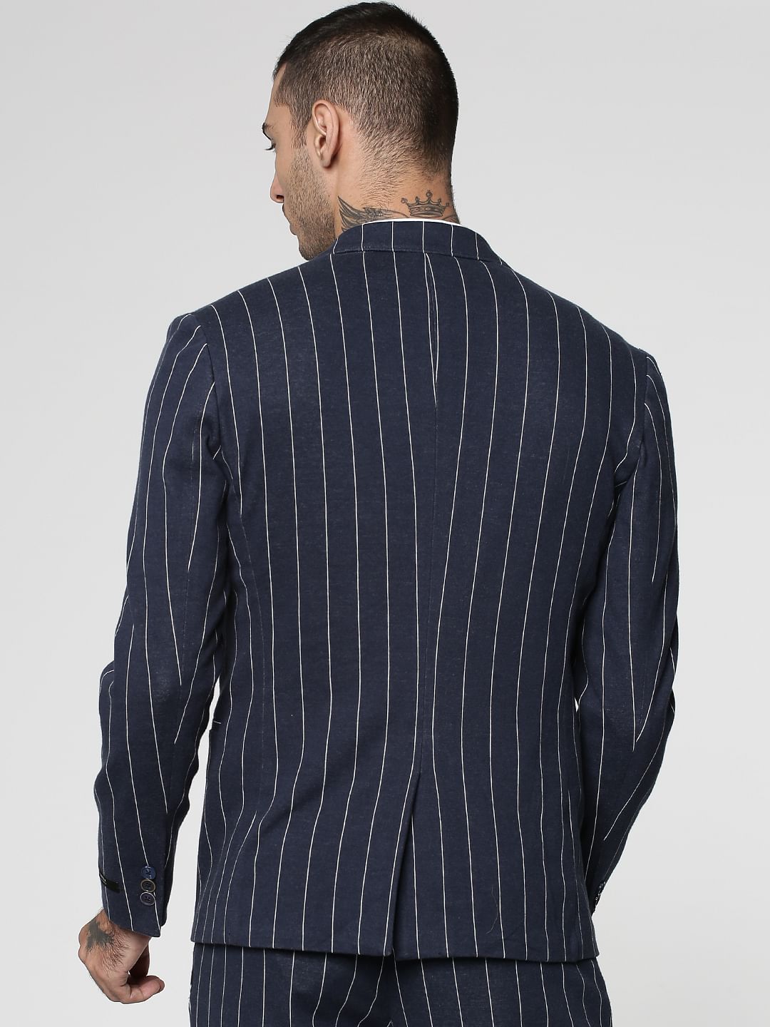 Navy Blue Lapel Collar Slim Fit Blazer