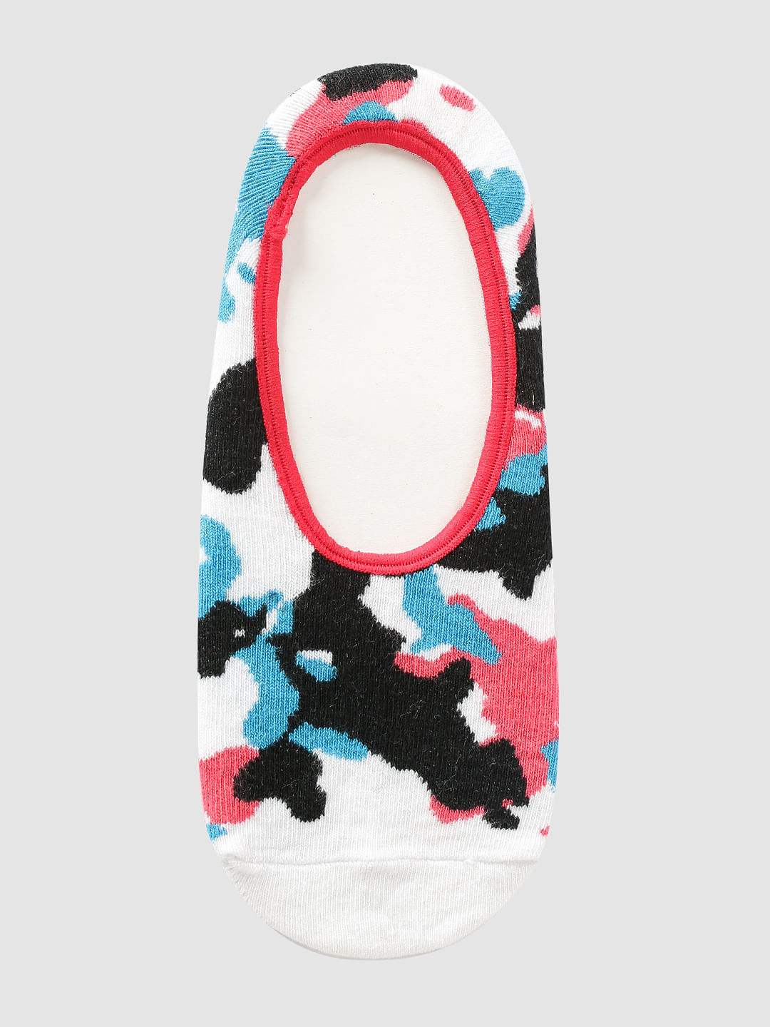 White Camo Print No Show Socks - ONE