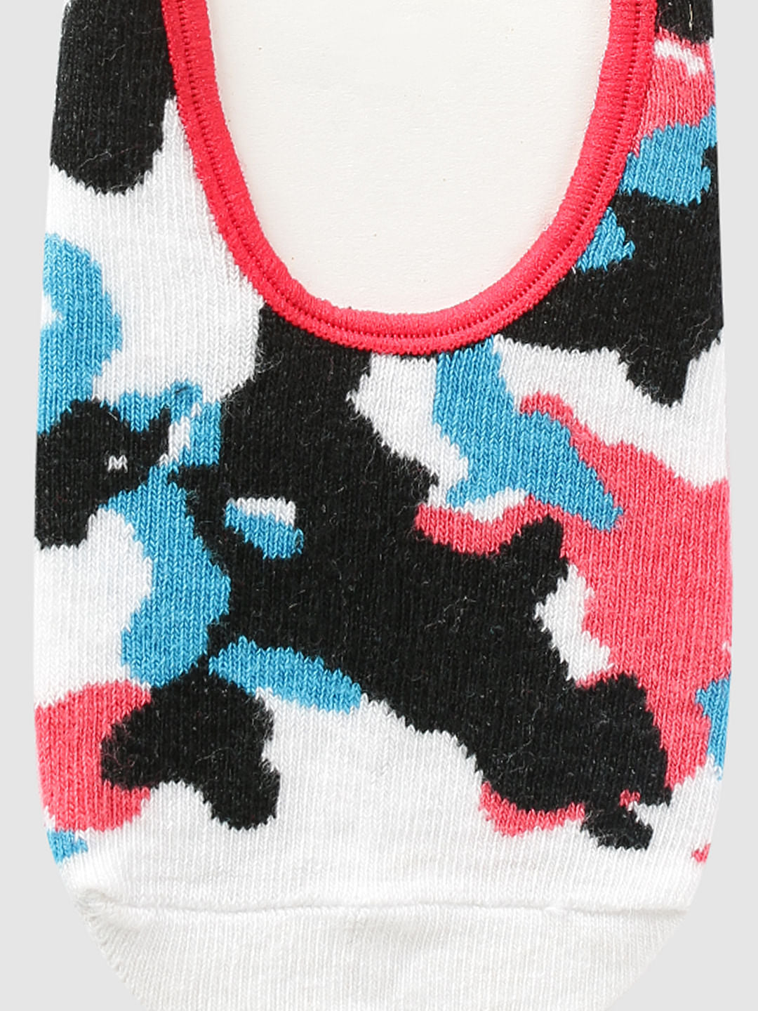White Camo Print No Show Socks