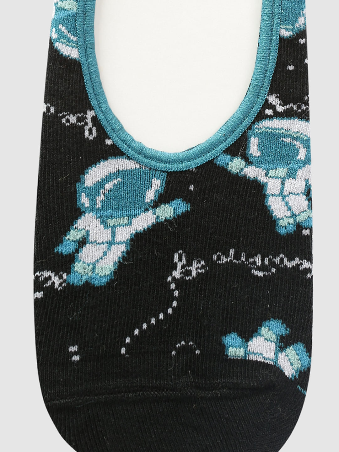 Black Astronaut Print No Show Socks