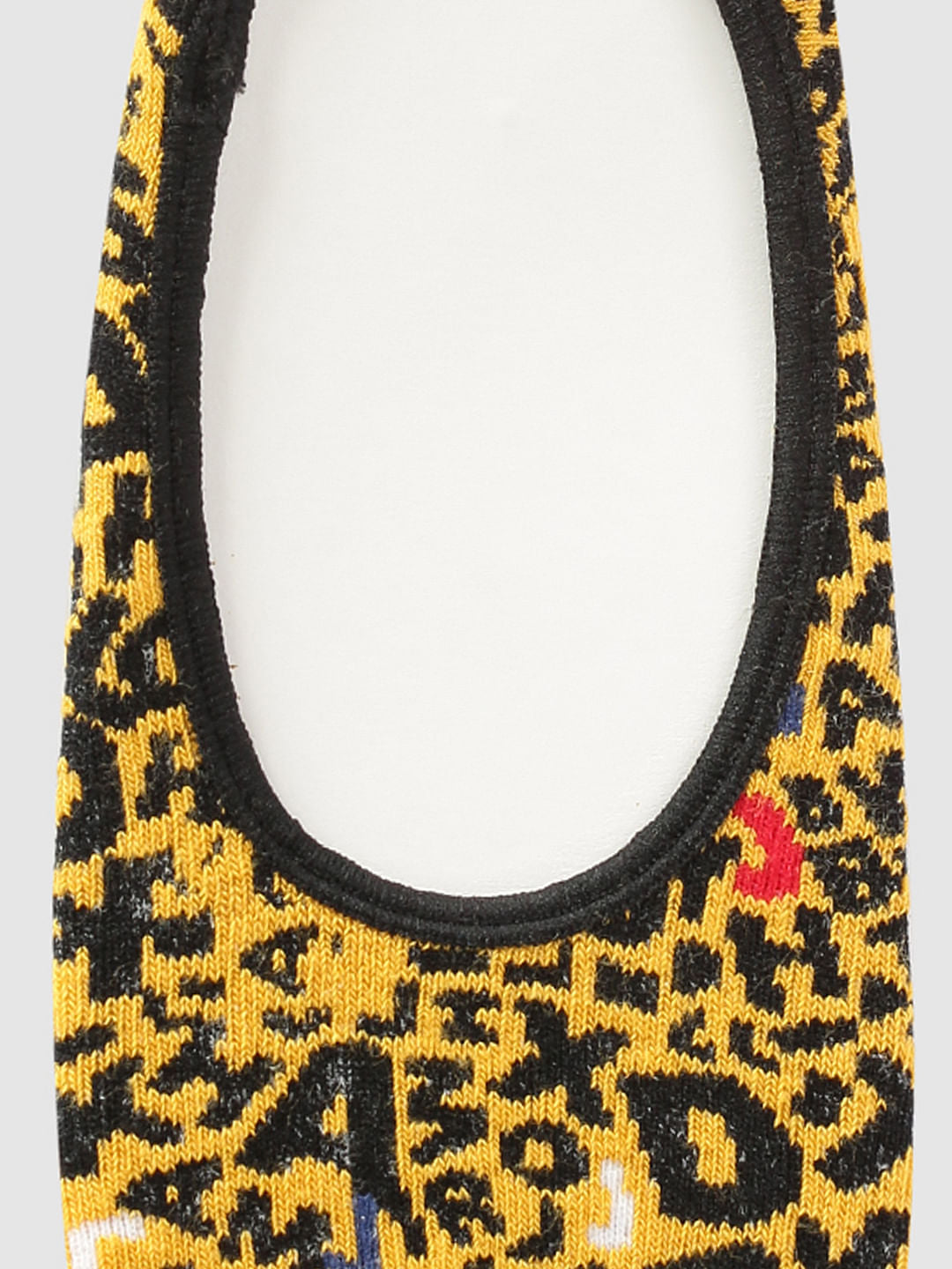 Yellow Text Print No Show Socks