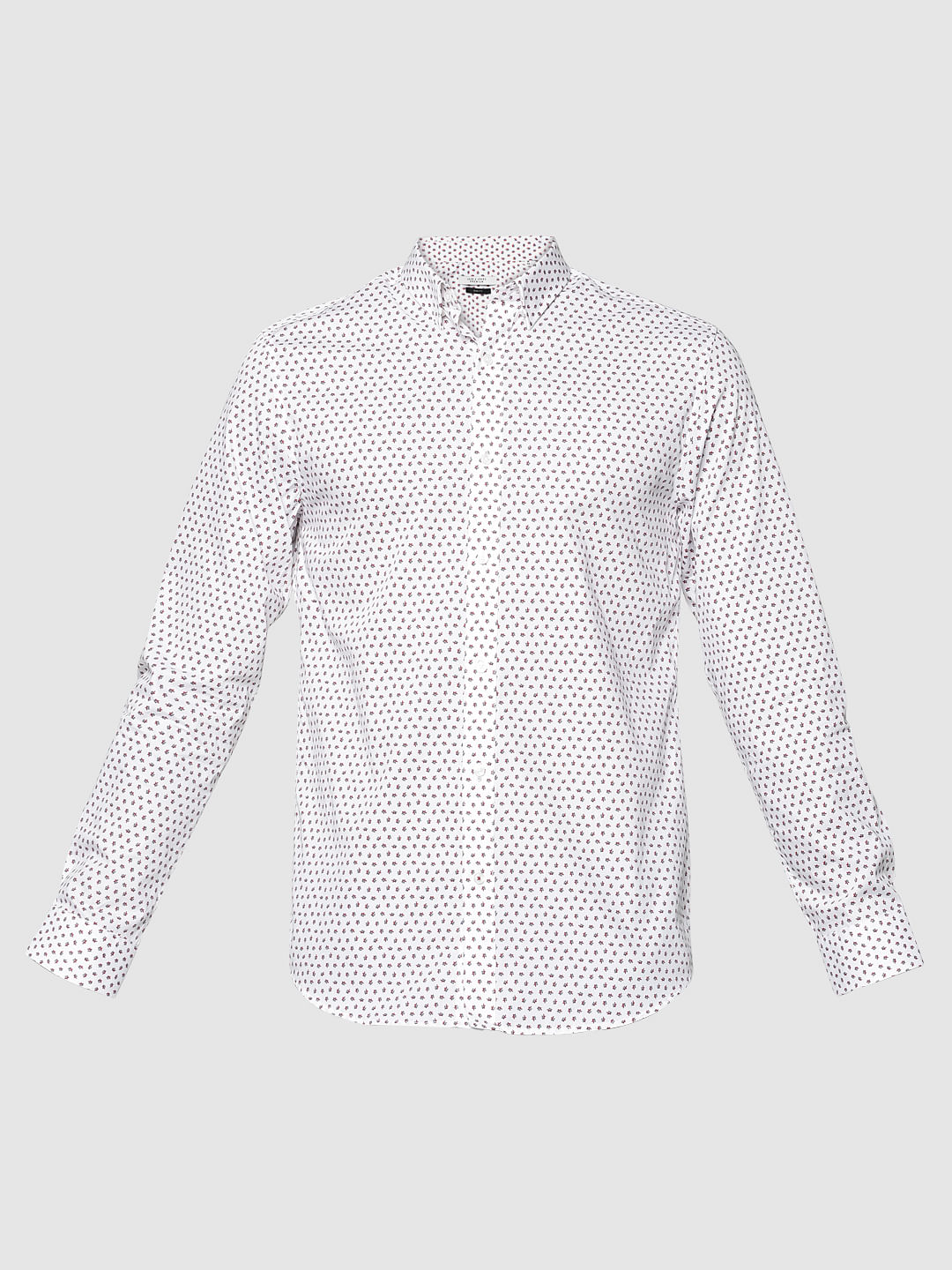 White Printed Slim Fit Full Sleeves Shirt